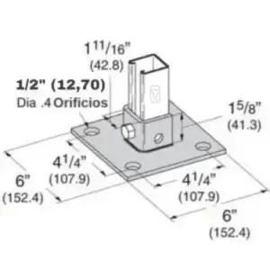La base para Unicanal PM U-603-C es un elemento estructural esencial para fijaciones industriales, asegurando resistencia y durabilidad en los montajes.