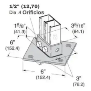 La base para Unicanal PM U-604 tiene un diseño reforzado que proporciona estabilidad y seguridad en montajes de sistemas eléctricos e industriales.