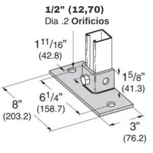 Base para canal U-603-M: Base especialmente diseñada para el canal U-603 que proporciona estabilidad y soporte adicional. Fabricada en acero y pintada de color plateado.