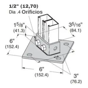 Base para canal U-604: Base específica para el canal U-604, proporciona una base sólida para sistemas de canalización. Hecha de acero duradero.