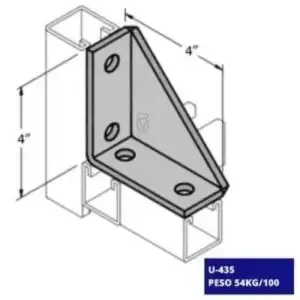 La conexión angular U-435 es un elemento esencial en estructuras metálicas, proporcionando estabilidad y resistencia en montajes técnicos.