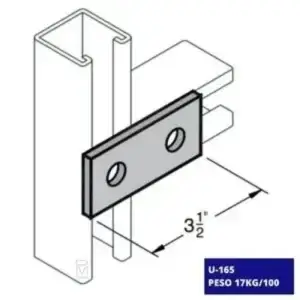 La conexión plana Unicanal PM U-165 tiene un diseño reforzado, ideal para instalaciones eléctricas e industriales que requieren estabilidad estructural.