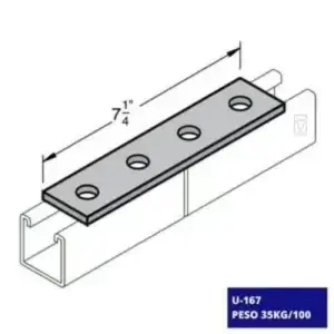 La conexión plana Unicanal PM U-167 es una pieza versátil para estructuras metálicas, garantizando firmeza y estabilidad en montajes industriales.