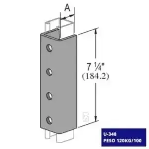 La Conexión U U-348, fabricada con materiales resistentes a la corrosión, ideal para conectar perfiles de manera sencilla y segura.