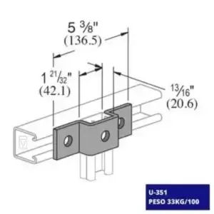 La Conexión U U-351, hecha de materiales inoxidables, garantizando una unión fuerte y segura de perfiles en proyectos industriales.