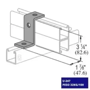 La Conexión Z U-247, fabricada en acero al carbón galvanizado, ideal para unir perfiles y estructuras con alta resistencia a la corrosión.