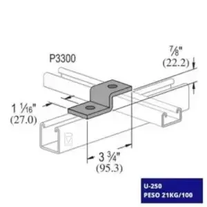 La Conexión Z U-250, construida en acero al carbón galvanizado, ideal para fijación segura y duradera en proyectos industriales.