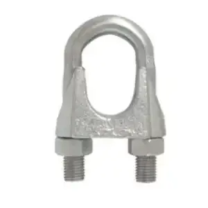Los nudos para cable (perros) son de acero galvanizado, con acabado plateado, usados para asegurar cables de acero en uniones estructurales.