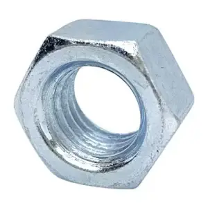 Tuerca Hexagonal Galvanizada: Imagen de una tuerca hexagonal con acabado galvanizado.