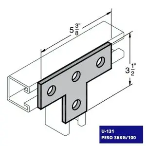 Conexión Plana Unicanal U-131: Conexión plana de acero diseñada para el canal U-131, asegurando un ensamblaje robusto.