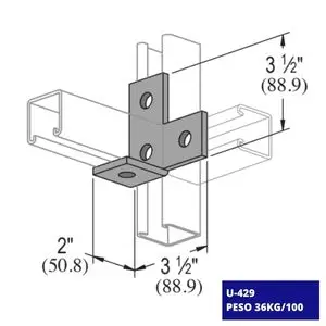 Conexión Angular U-429, ilustración de la pieza con sus características.