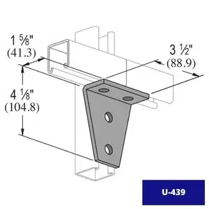 Conexión Angular U-439, dibujo de la pieza con sus características.