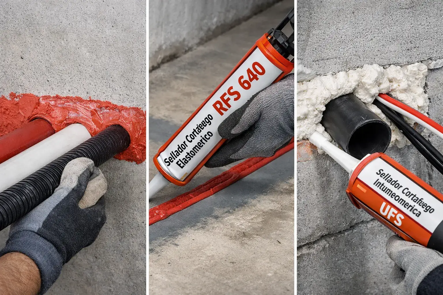 Instalación profesional que muestra qué son los sellos cortafuego en una estructura constructiva para protección contra incendios